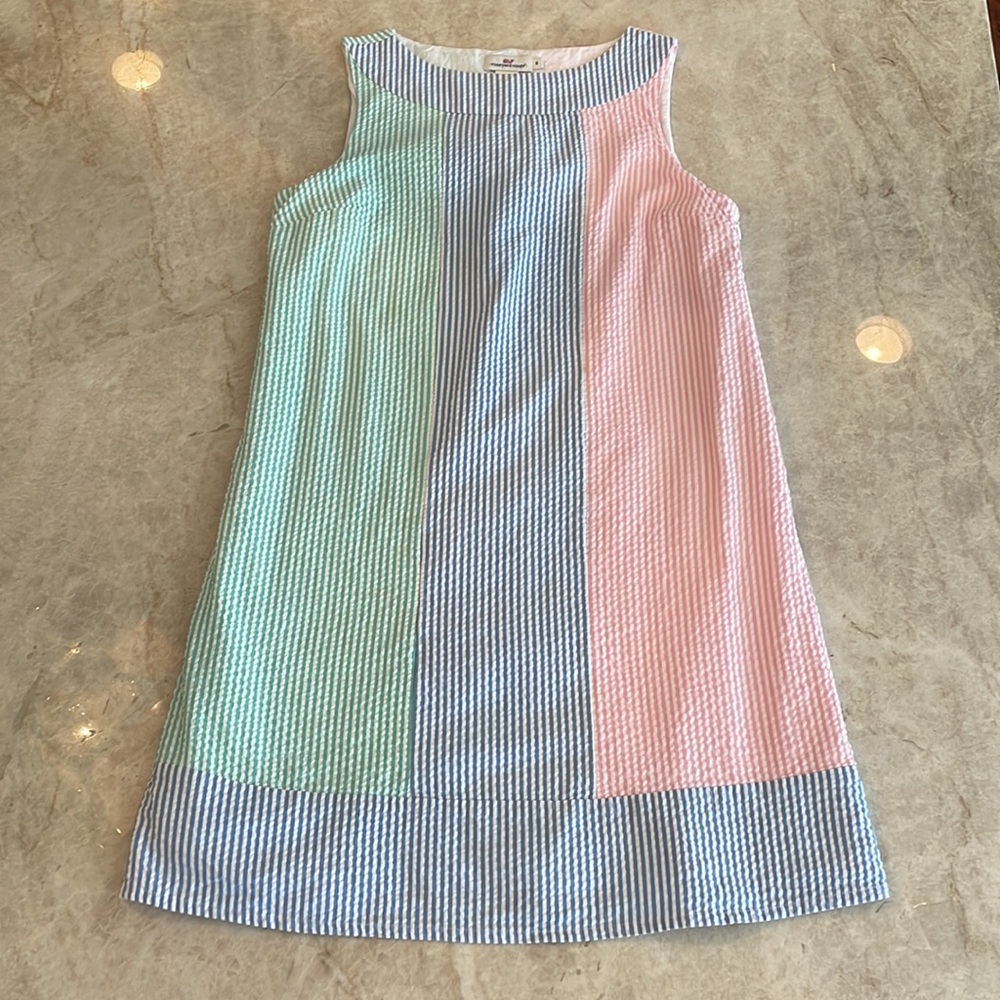 Vineyard Vines Pastel Stripe Seersucker Shift Dress - Mint, Blue, Pink